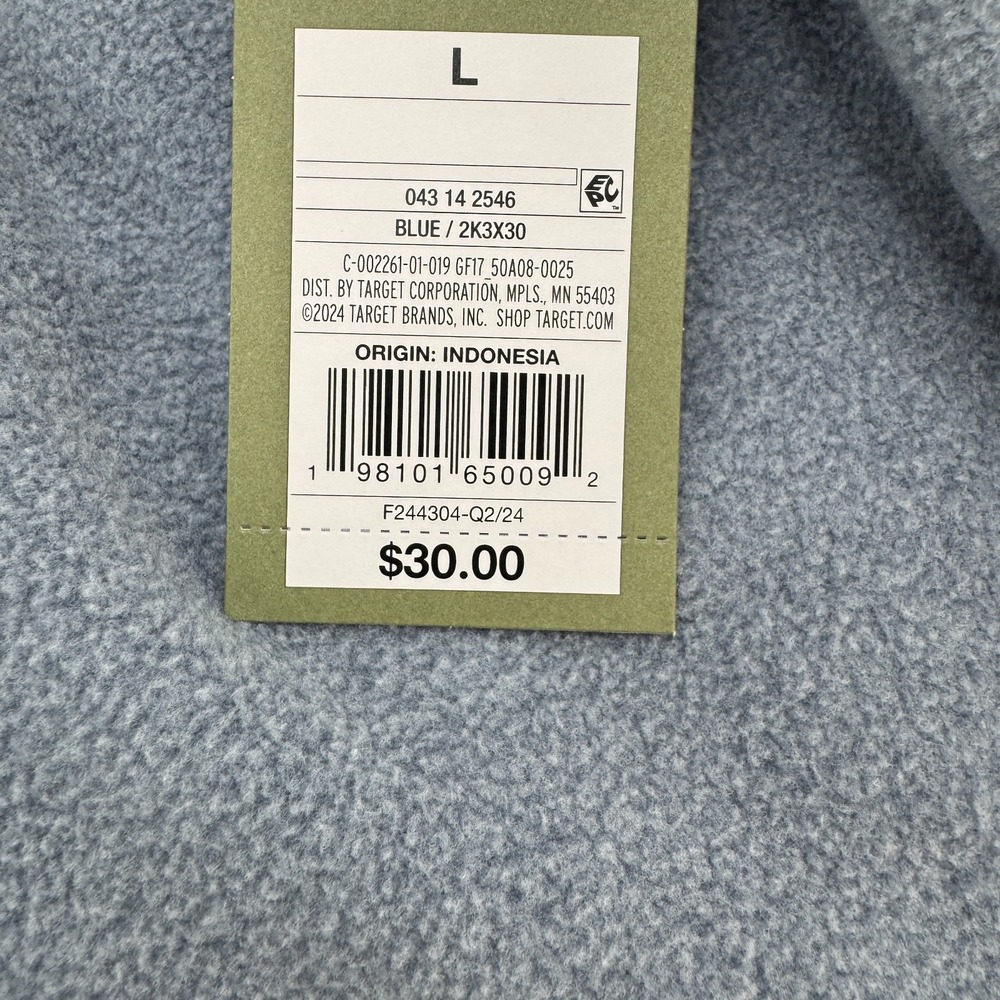 Goodfellow And Co Men's 1/2‎ Zip Pullover Blue Large NWT - Picture 6 of 6